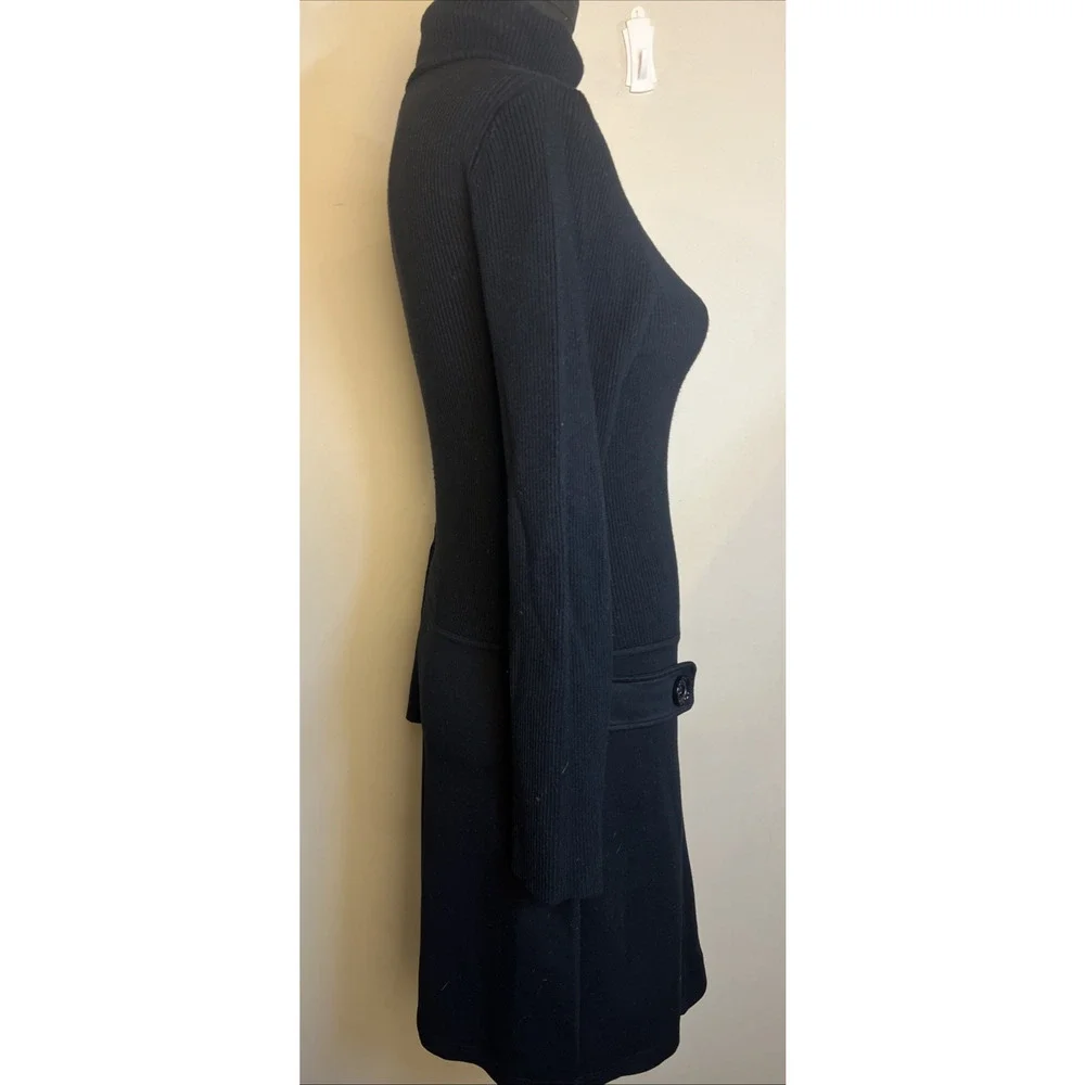 Michael Kors‎ Black Dress Medium Turtleneck Drop Waist Sweater Top Retro